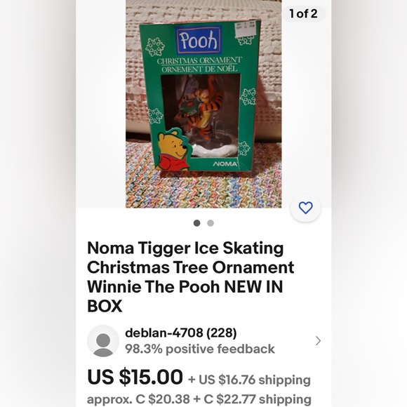 Vintage 1989 Alderbrook/noma rotating Winnie the Pooh Tigger rotating ornament - Picture 7 of 10